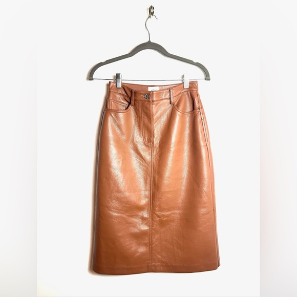 Wilfred  Vegan Leather Brown Skirt Size 0 - Picture 1 of 9